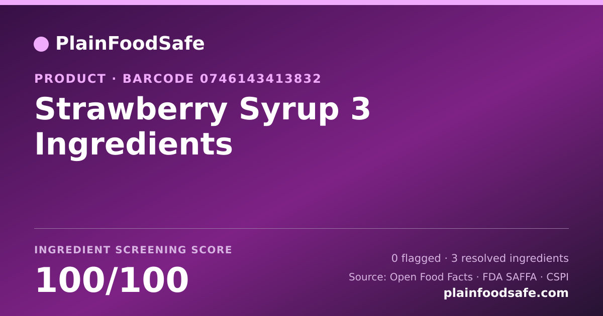 Share card for Strawberry Syrup 3 Ingredients Food Ingredient Profile