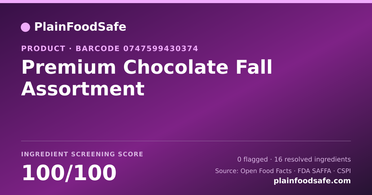 Share card for Premium Chocolate Fall Assortment Food Ingredient Profile