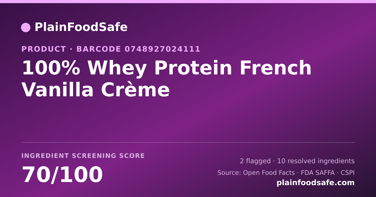 Share card for 100% Whey Protein French Vanilla Crème Food Ingredient Profile