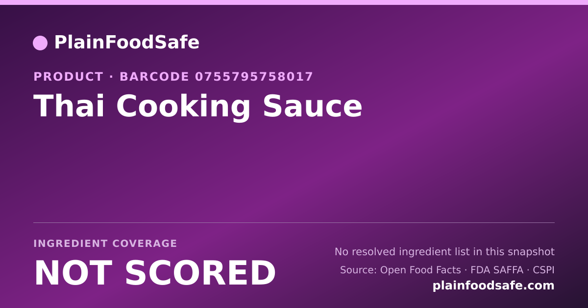 Share card for Thai Cooking Sauce Food Ingredient Profile