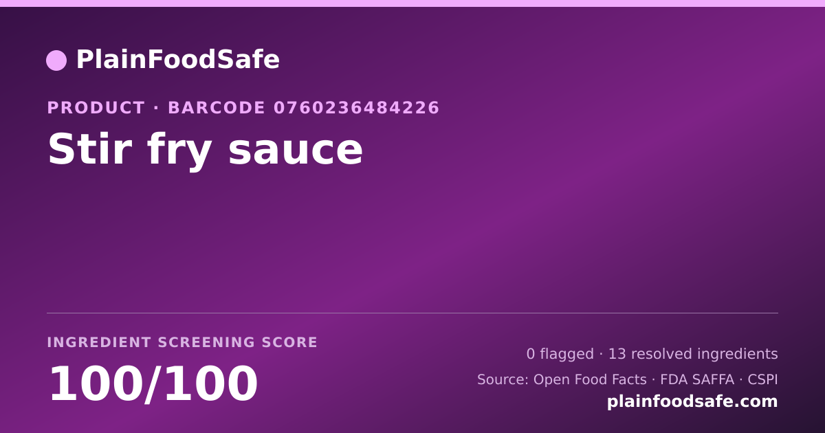 Share card for Stir fry sauce Food Ingredient Profile