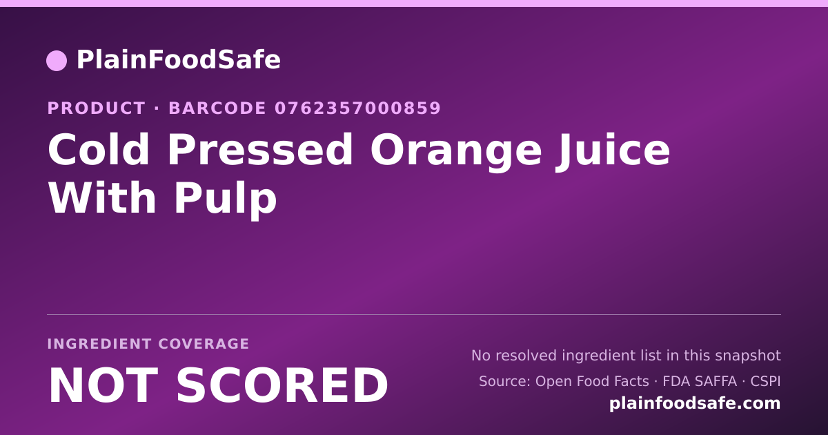 Share card for Cold Pressed Orange Juice With Pulp Food Ingredient Profile