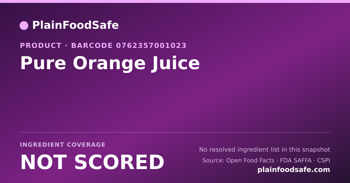 Share card for Pure Orange Juice Food Ingredient Profile