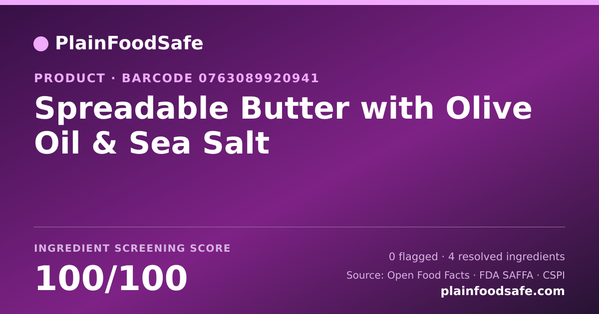 Share card for Spreadable Butter with Olive Oil & Sea Salt Food Ingredient Profile