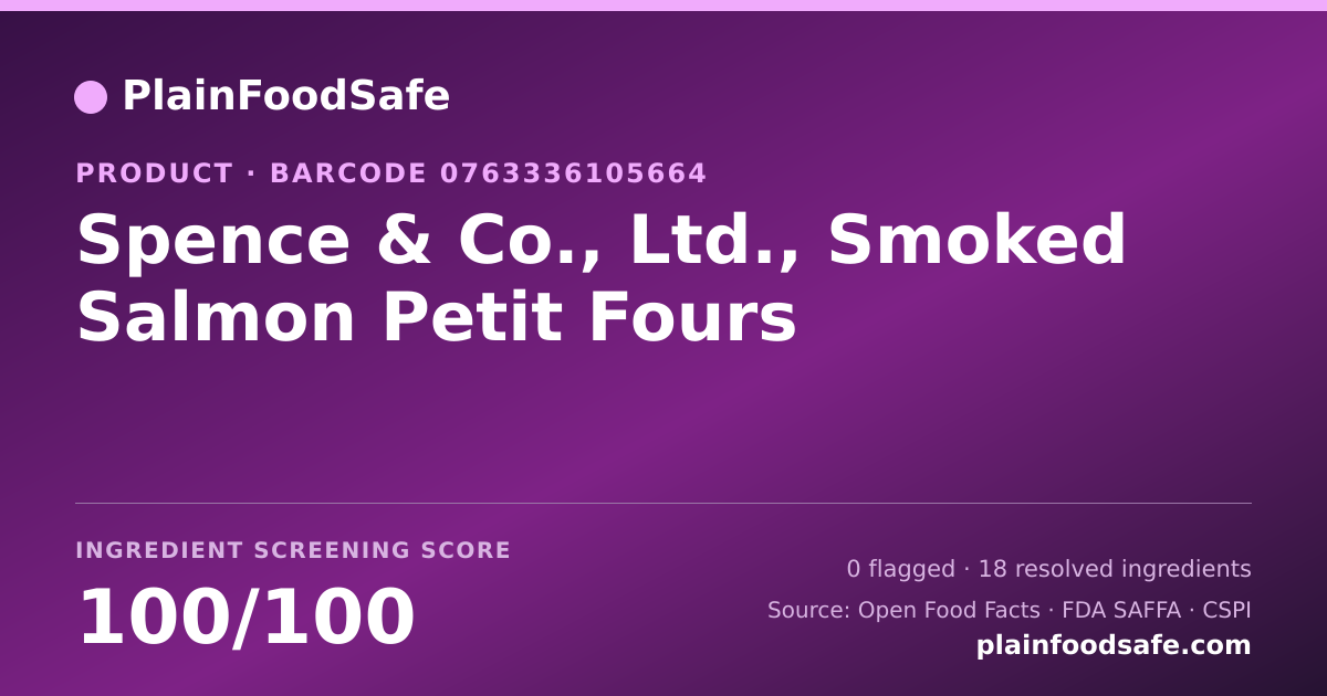Share card for Spence & Co., Ltd., Smoked Salmon Petit Fours Food Ingredient Profile