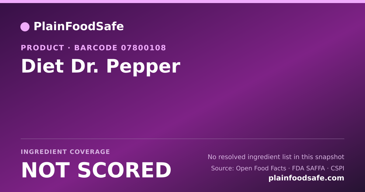 Share card for Diet Dr. Pepper Food Ingredient Profile