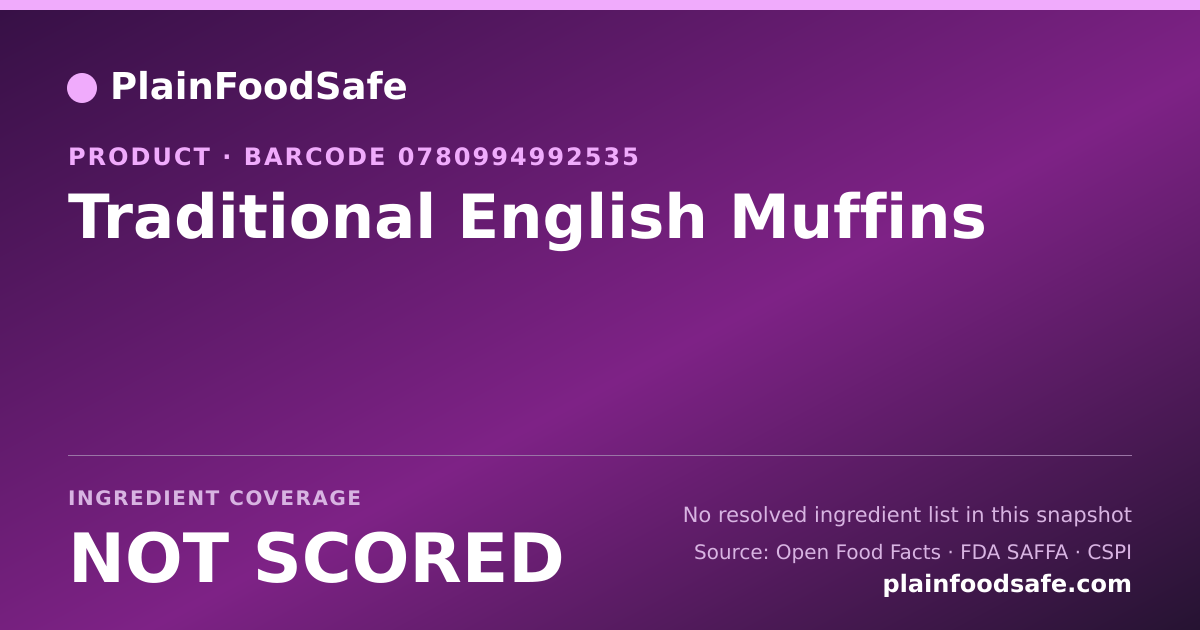 Share card for Traditional English Muffins Food Ingredient Profile