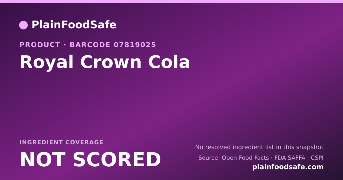 Share card for Royal Crown Cola Food Ingredient Profile