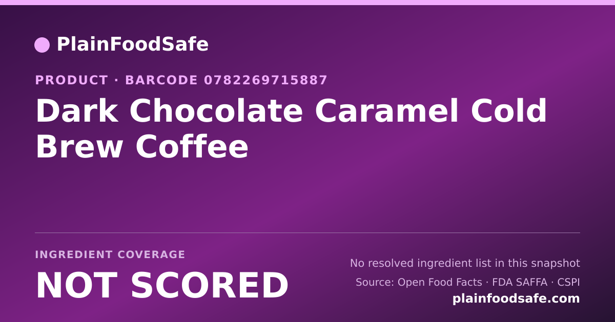 Share card for Dark Chocolate Caramel Cold Brew Coffee Food Ingredient Profile
