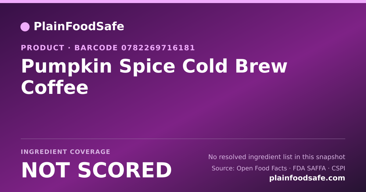 Share card for Pumpkin Spice Cold Brew Coffee Food Ingredient Profile