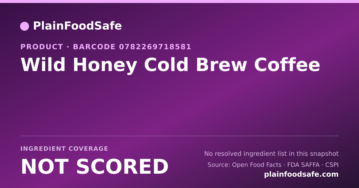 Share card for Wild Honey Cold Brew Coffee Food Ingredient Profile