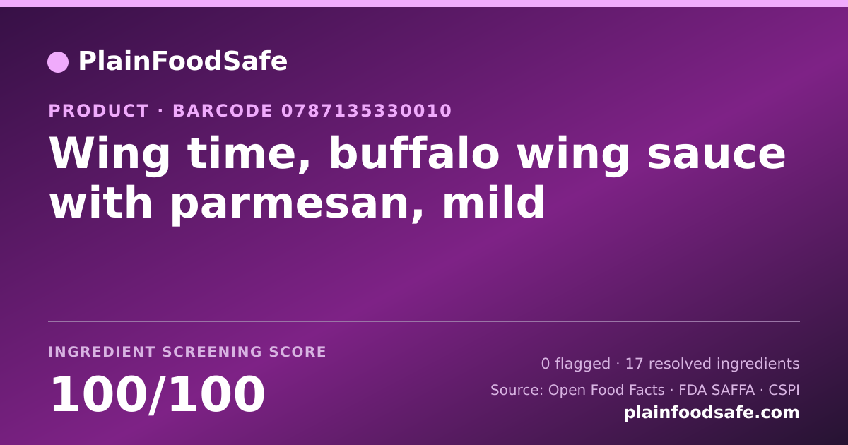 Share card for Wing time, buffalo wing sauce with parmesan, mild Food Ingredient Profile