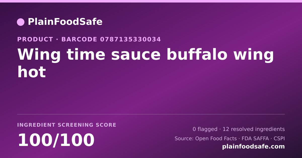 Share card for Wing time sauce buffalo wing hot Food Ingredient Profile