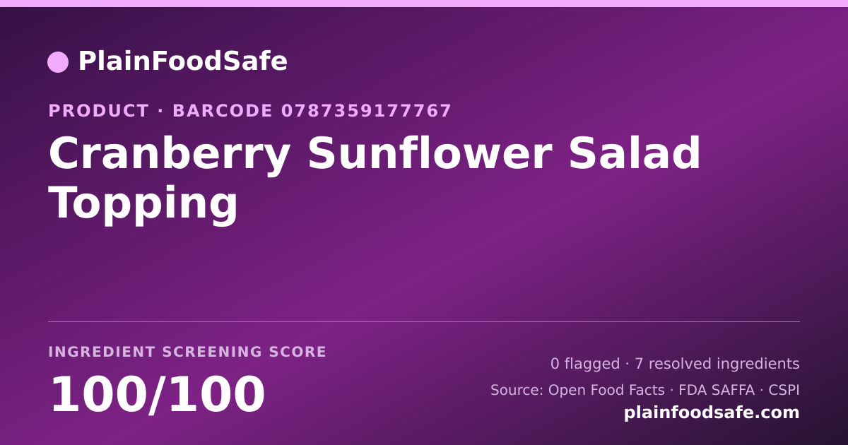Share card for Cranberry Sunflower Salad Topping Food Ingredient Profile