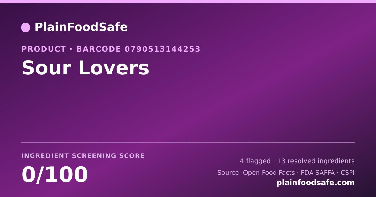 Share card for Sour Lovers Food Ingredient Profile
