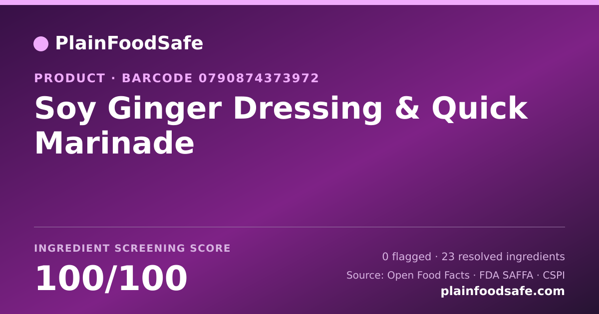 Share card for Soy Ginger Dressing & Quick Marinade Food Ingredient Profile