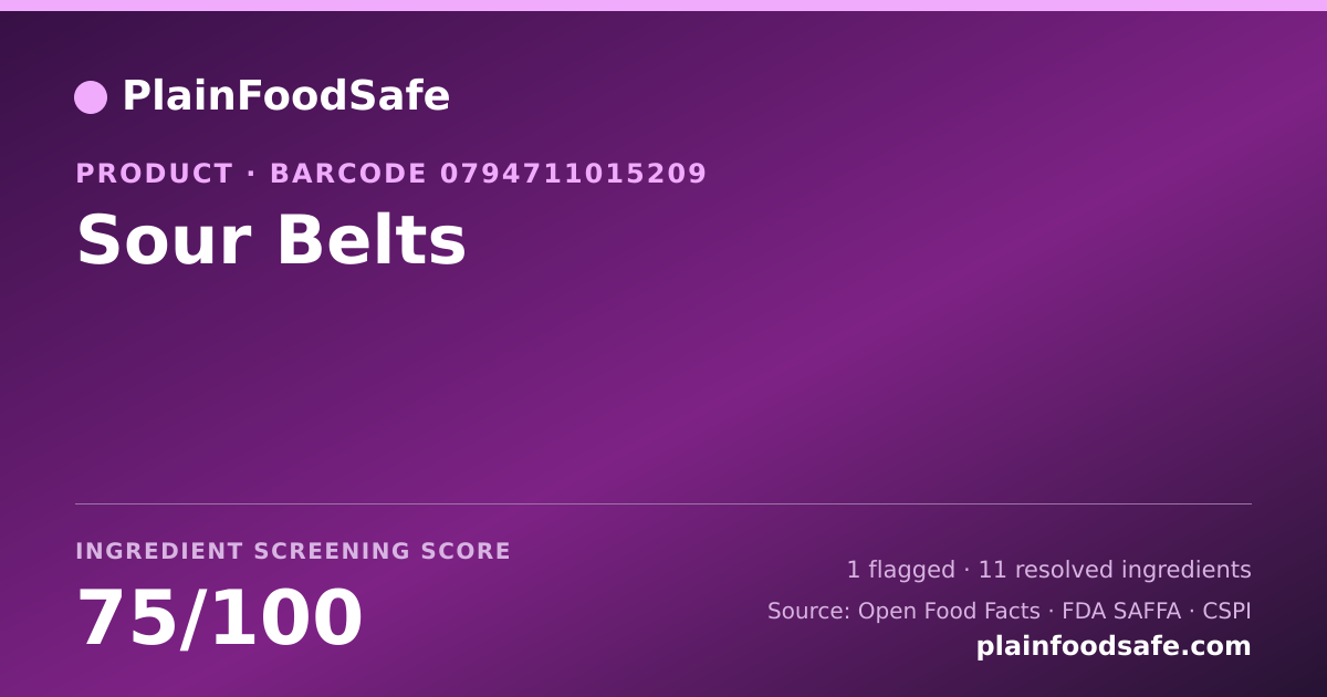 Share card for Sour Belts Food Ingredient Profile