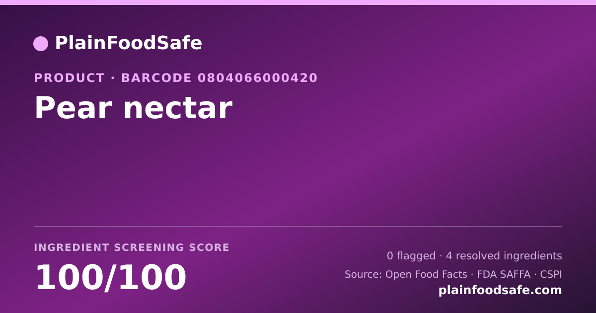 Share card for Pear nectar Food Ingredient Profile