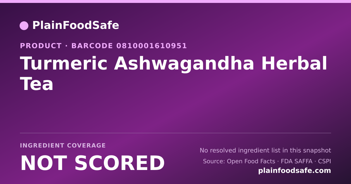 Share card for Turmeric Ashwagandha Herbal Tea Food Ingredient Profile