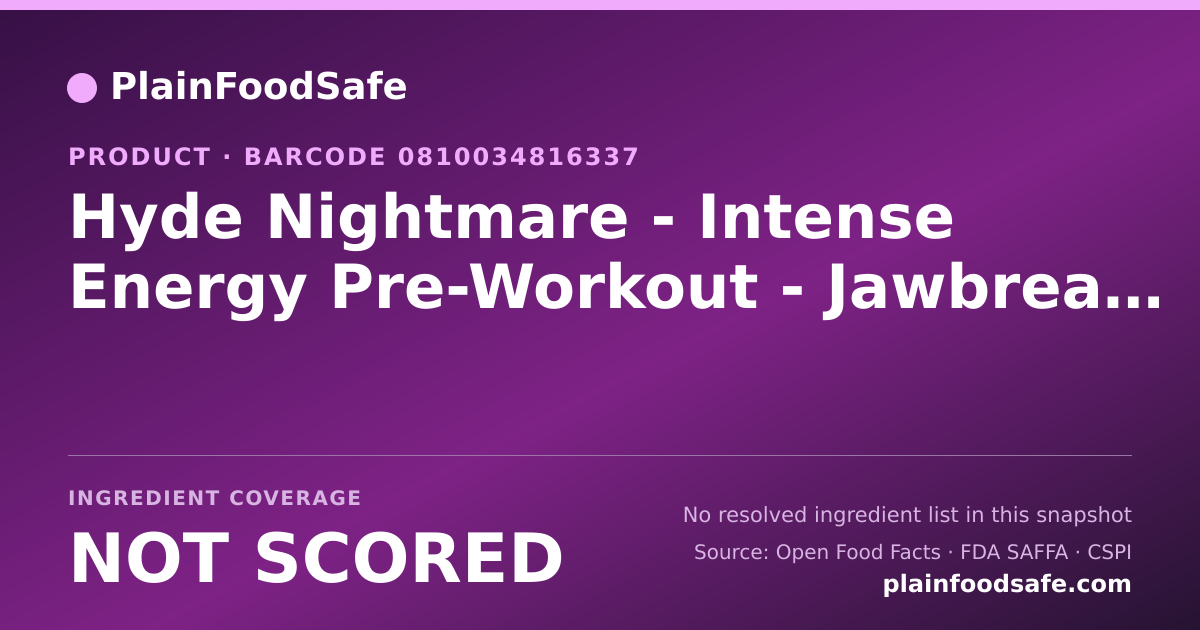 Share card for Hyde Nightmare - Intense Energy Pre-Workout - Jawbreaker Food Ingredient Profile