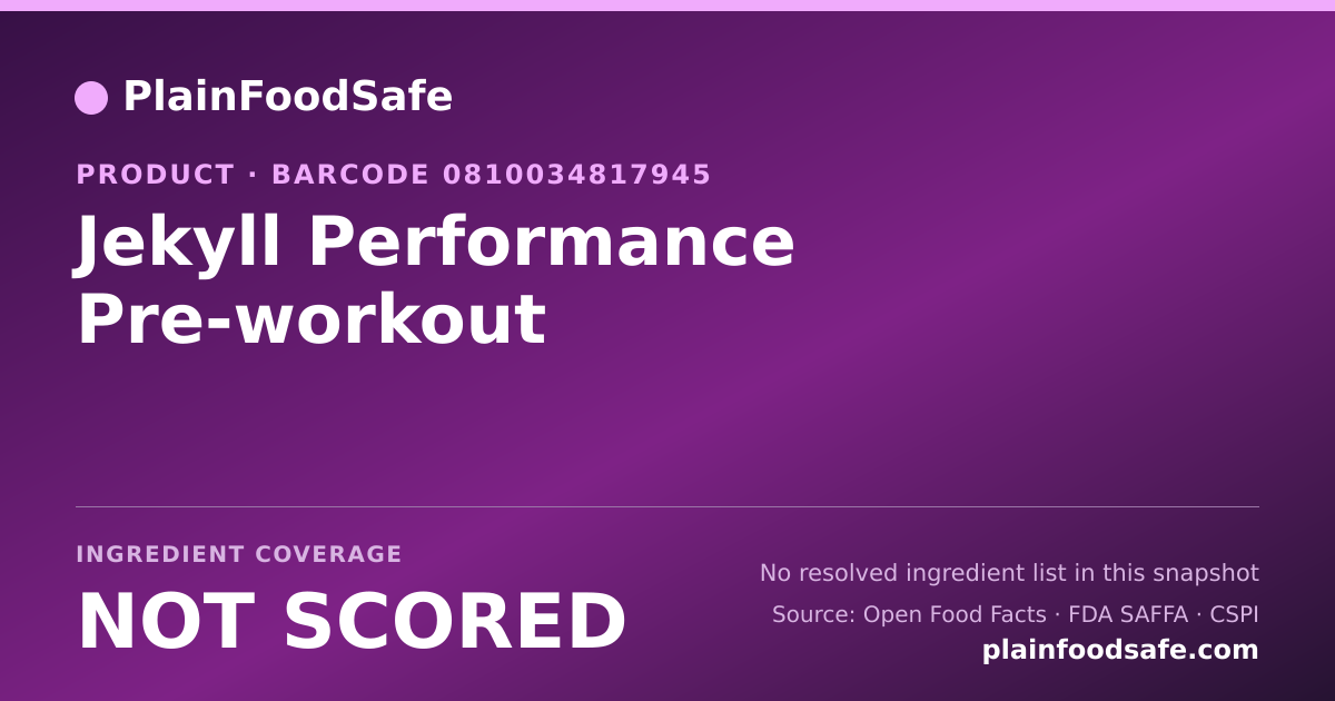 Share card for Jekyll Performance Pre-workout Food Ingredient Profile