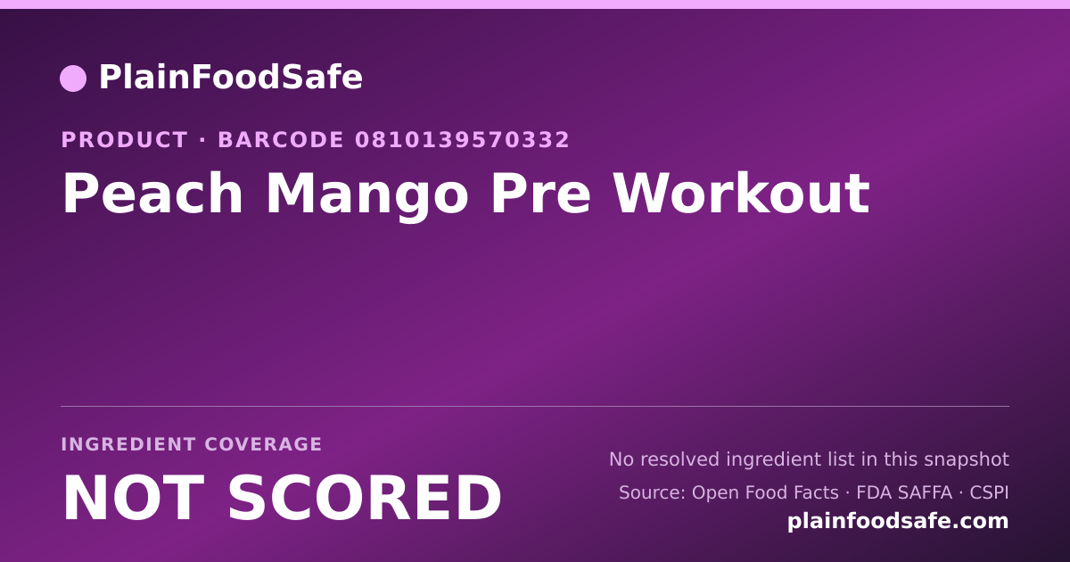 Share card for Peach Mango Pre Workout Food Ingredient Profile
