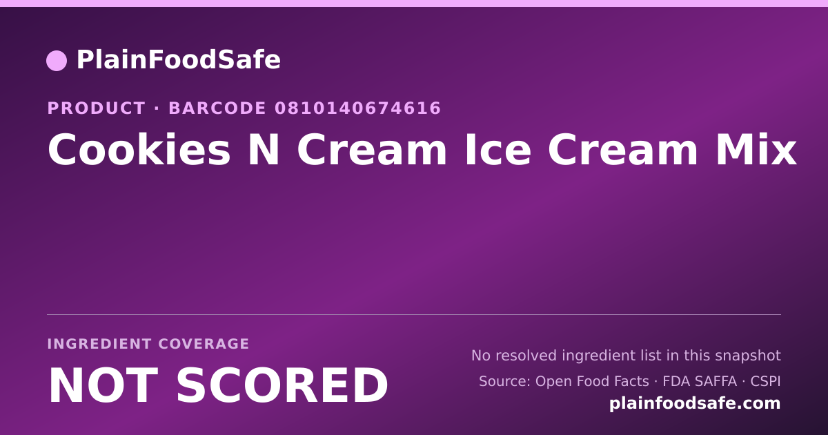 Share card for Cookies N Cream Ice Cream Mix Food Ingredient Profile