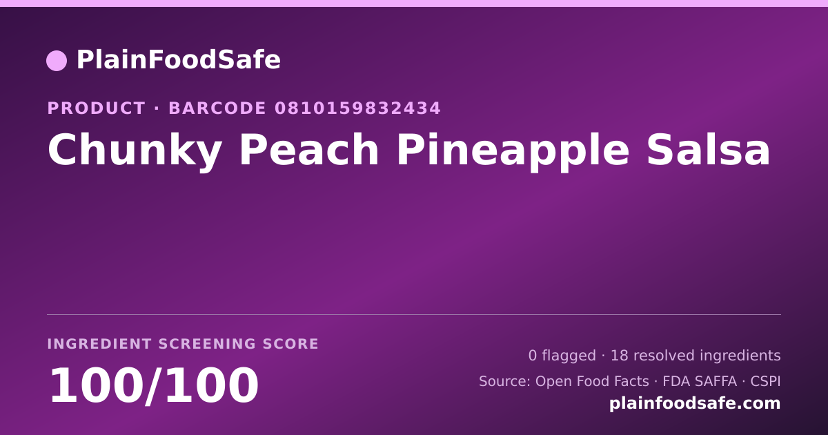 Share card for Chunky Peach Pineapple Salsa Food Ingredient Profile