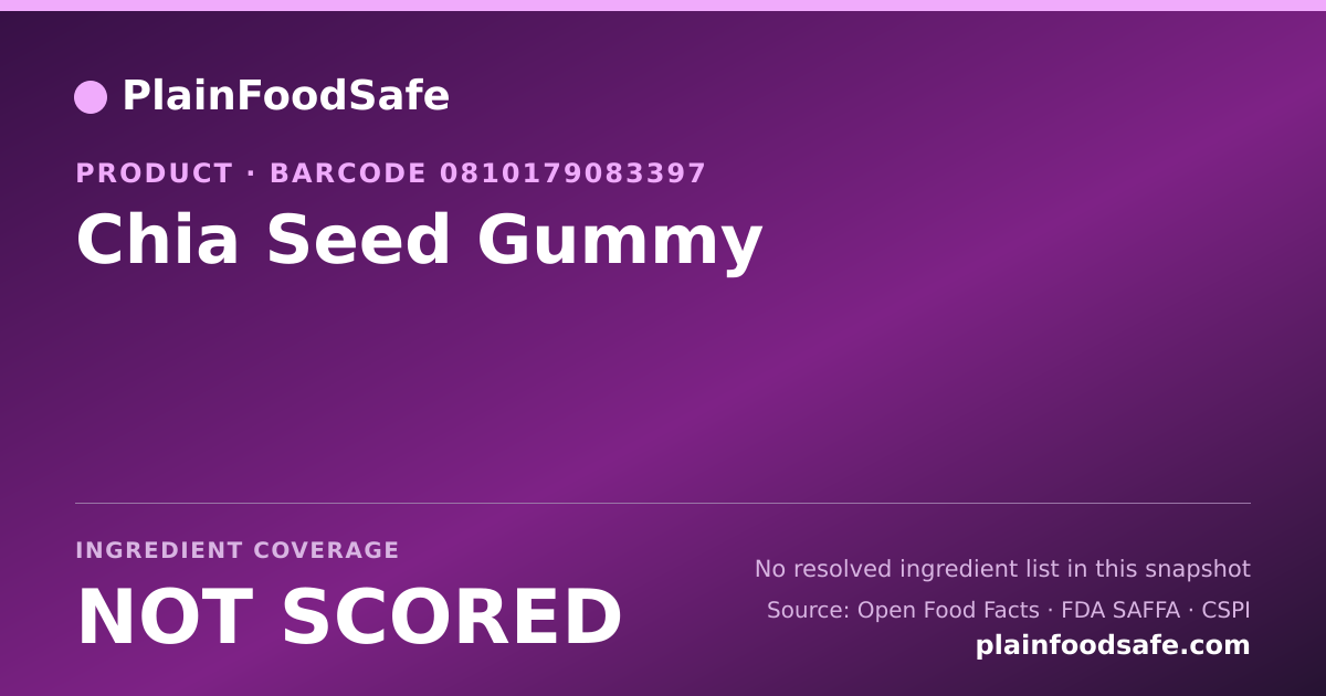 Share card for Chia Seed Gummy Food Ingredient Profile