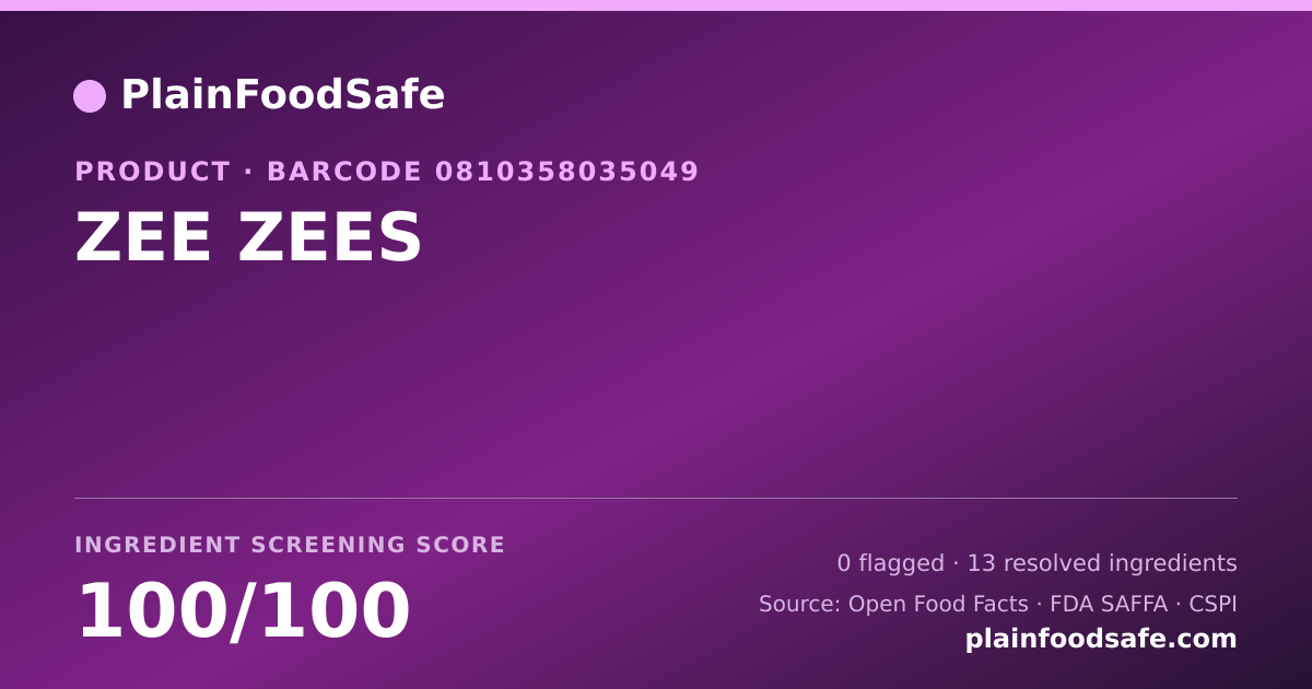 Share card for ZEE ZEES Food Ingredient Profile