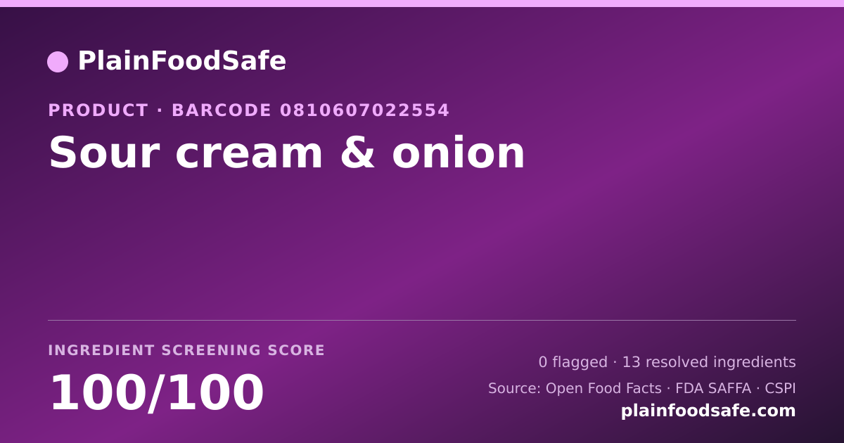 Share card for Sour cream & onion Food Ingredient Profile
