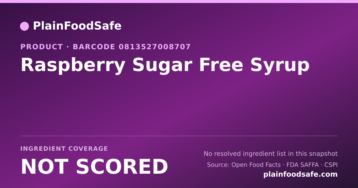 Share card for Raspberry Sugar Free Syrup Food Ingredient Profile