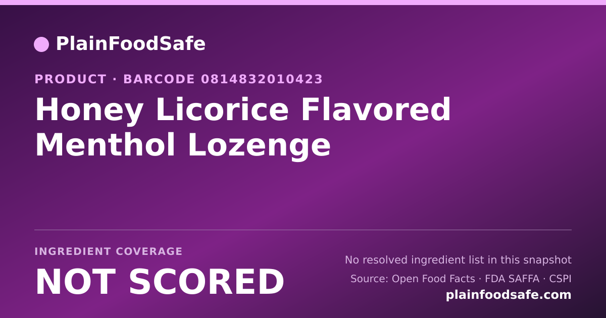 Share card for Honey Licorice Flavored Menthol Lozenge Food Ingredient Profile