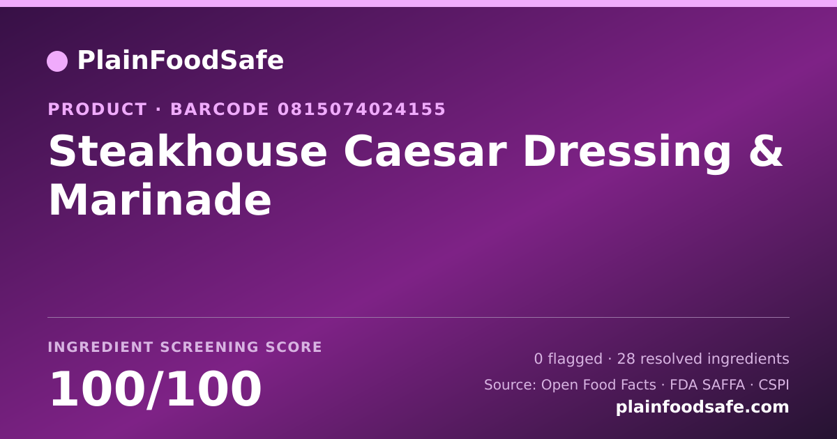 Share card for Steakhouse Caesar Dressing & Marinade Food Ingredient Profile