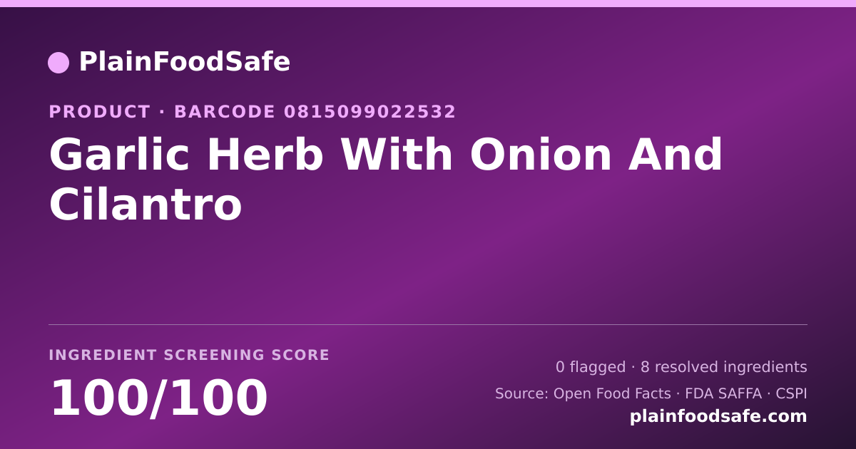 Share card for Garlic Herb With Onion And Cilantro Food Ingredient Profile