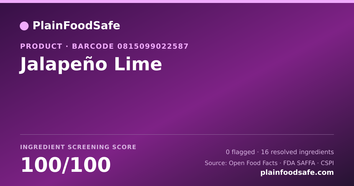 Share card for Jalapeño Lime Food Ingredient Profile