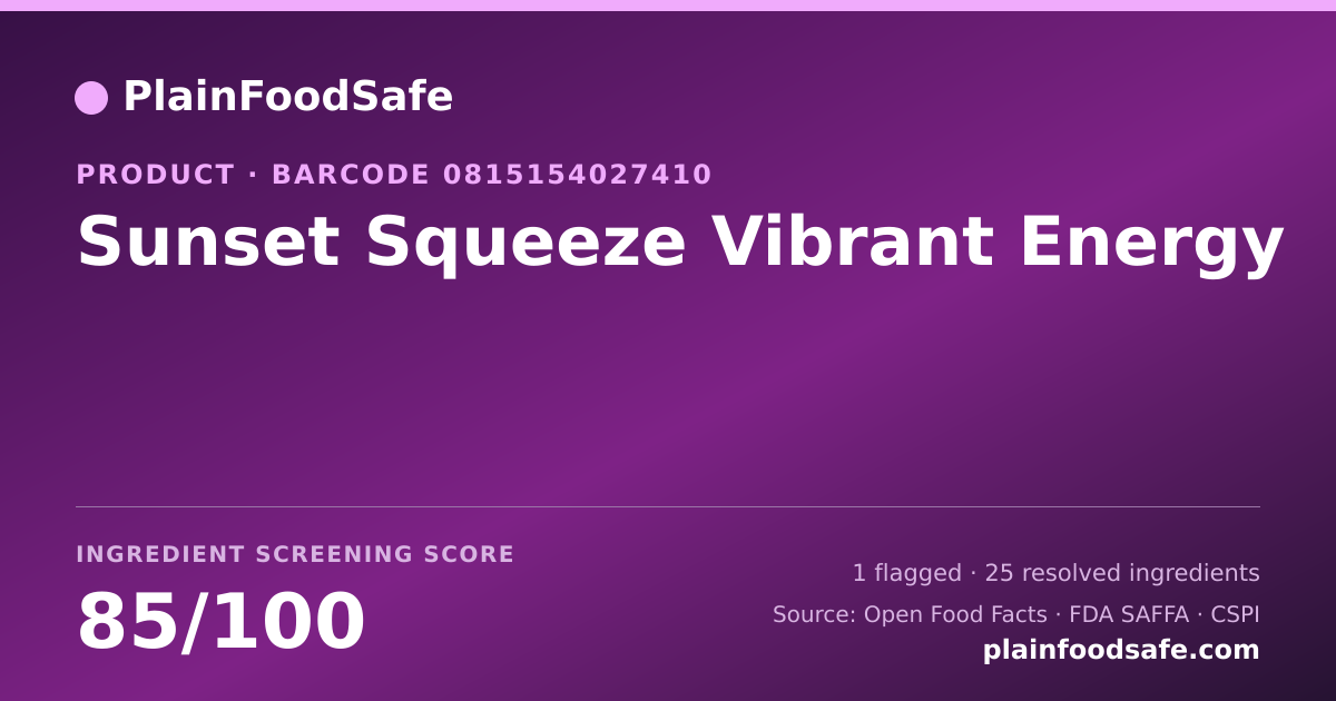 Share card for Sunset Squeeze Vibrant Energy Food Ingredient Profile
