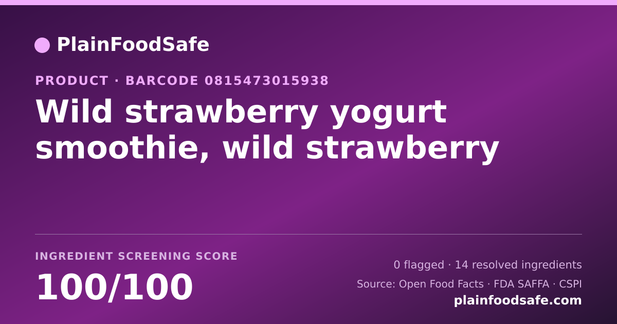 Share card for Wild strawberry yogurt smoothie, wild strawberry Food Ingredient Profile