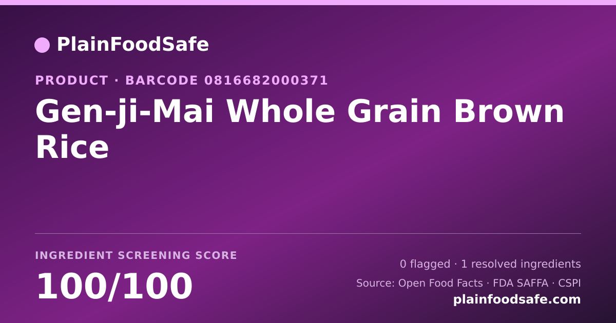 Share card for Gen-ji-Mai Whole Grain Brown Rice Food Ingredient Profile