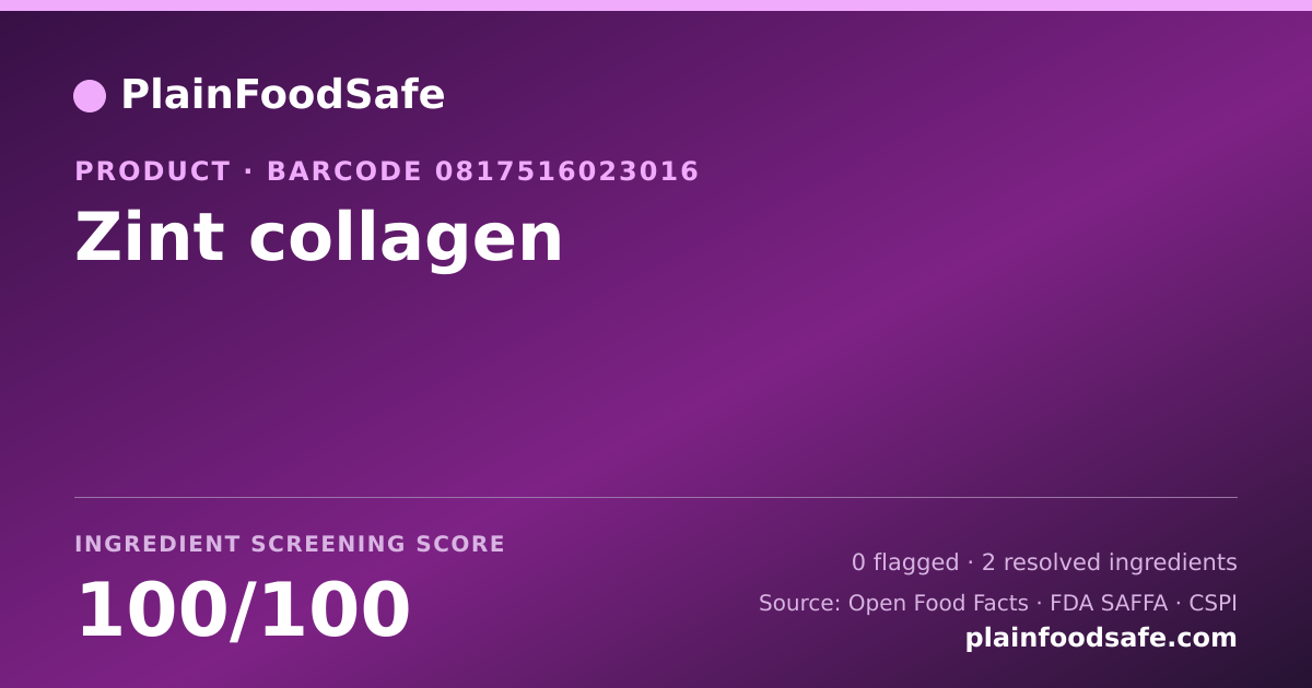 Share card for Zint collagen Food Ingredient Profile