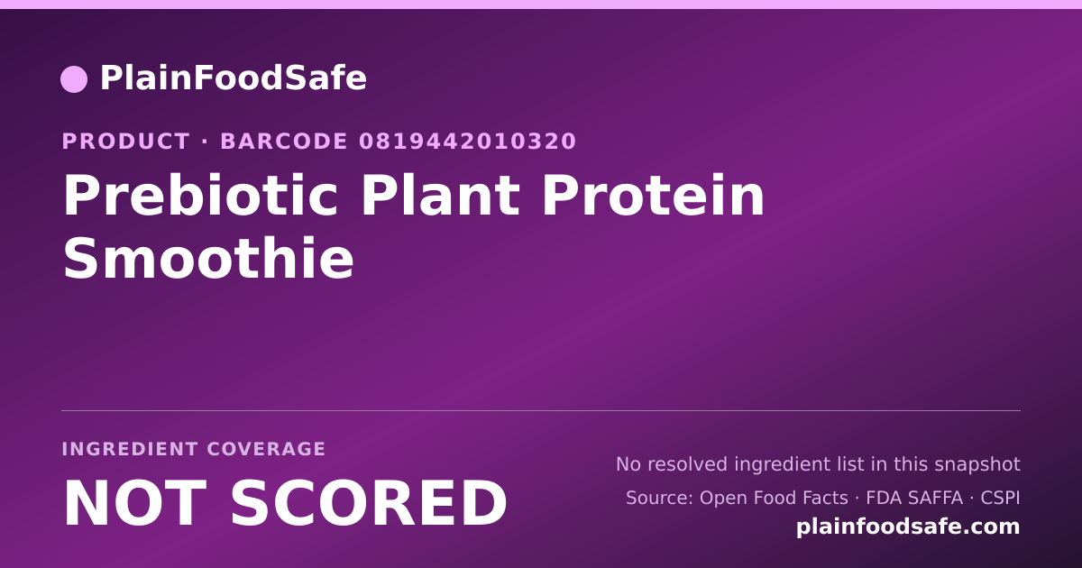 Share card for Prebiotic Plant Protein Smoothie Food Ingredient Profile