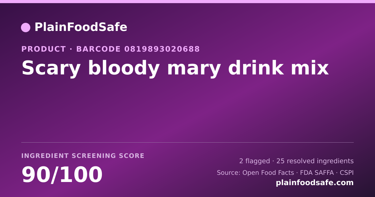 Share card for Scary bloody mary drink mix Food Ingredient Profile