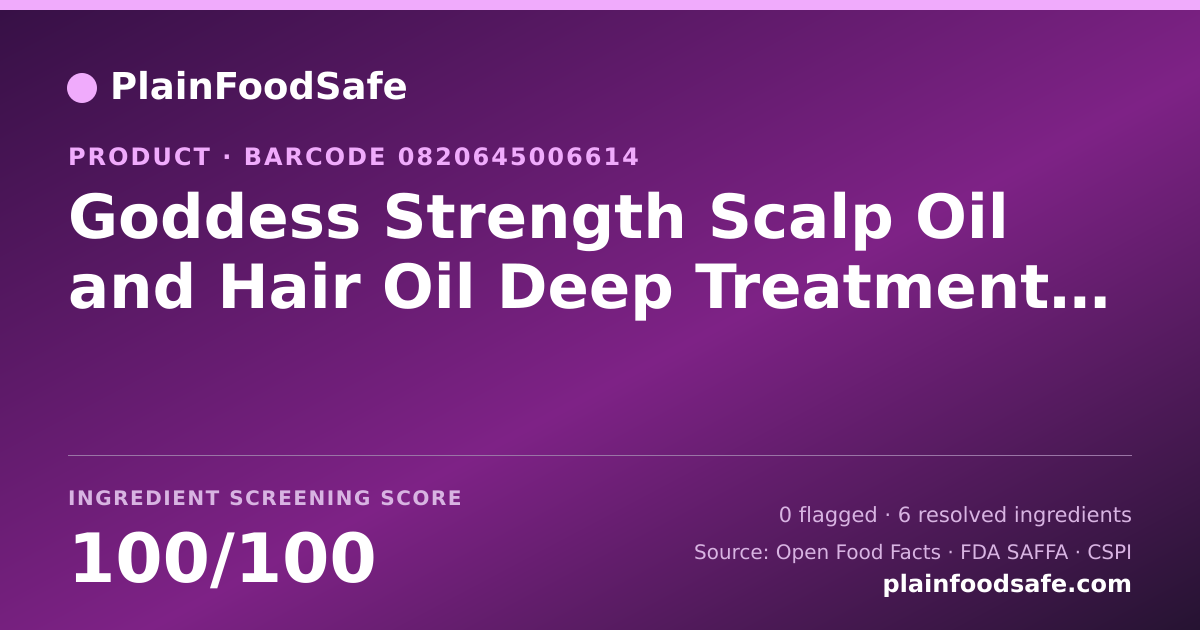 Share card for Goddess Strength Scalp Oil and Hair Oil Deep Treatment with Castor Oil for Breakage Prone Hair Food Ingredient Profile
