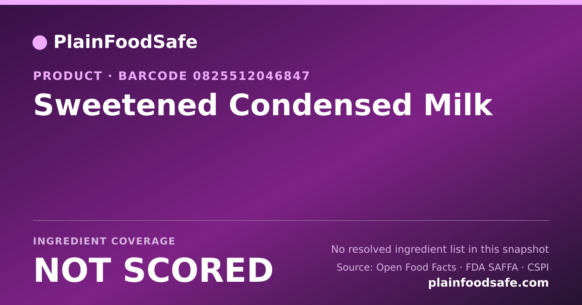 Share card for Sweetened Condensed Milk Food Ingredient Profile