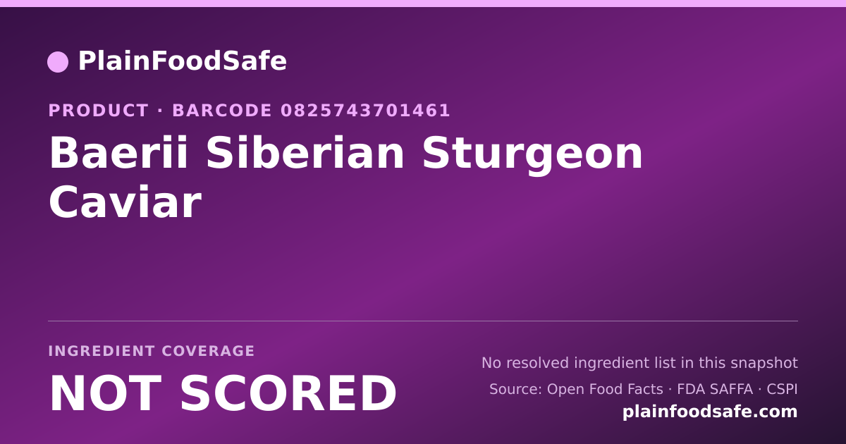 Share card for Baerii Siberian Sturgeon Caviar Food Ingredient Profile