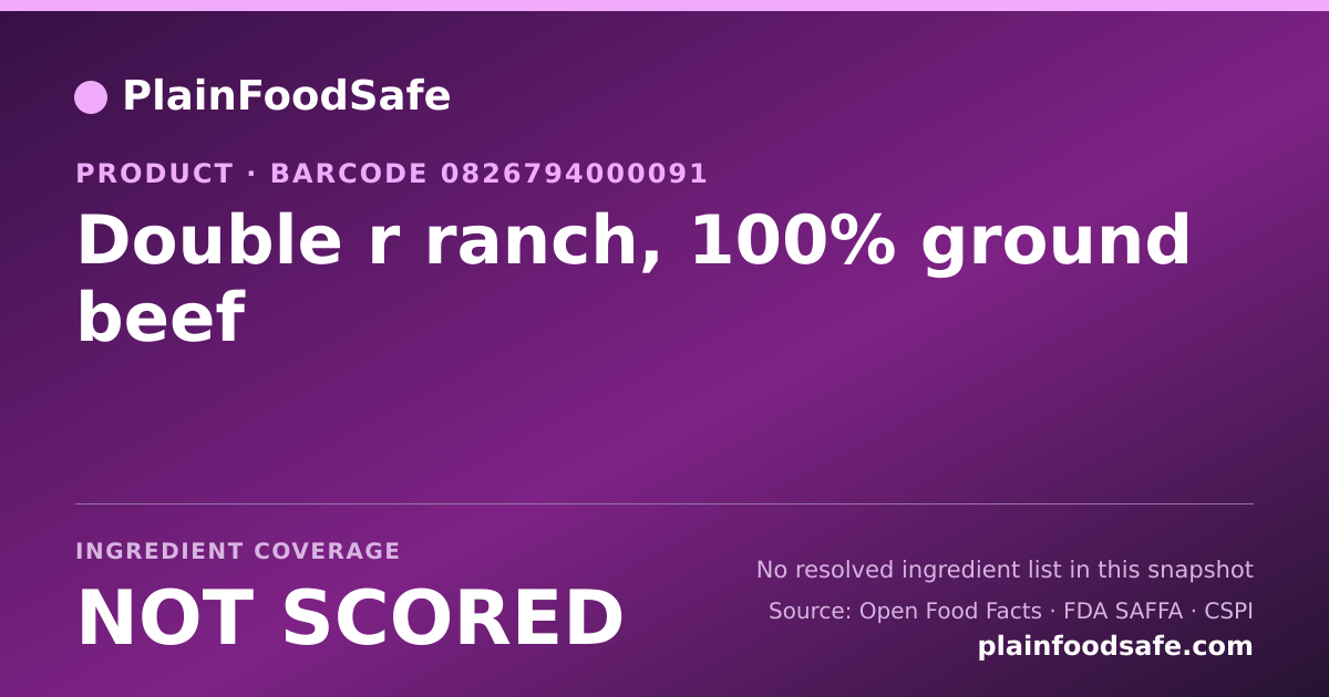 Share card for Double r ranch, 100% ground beef Food Ingredient Profile