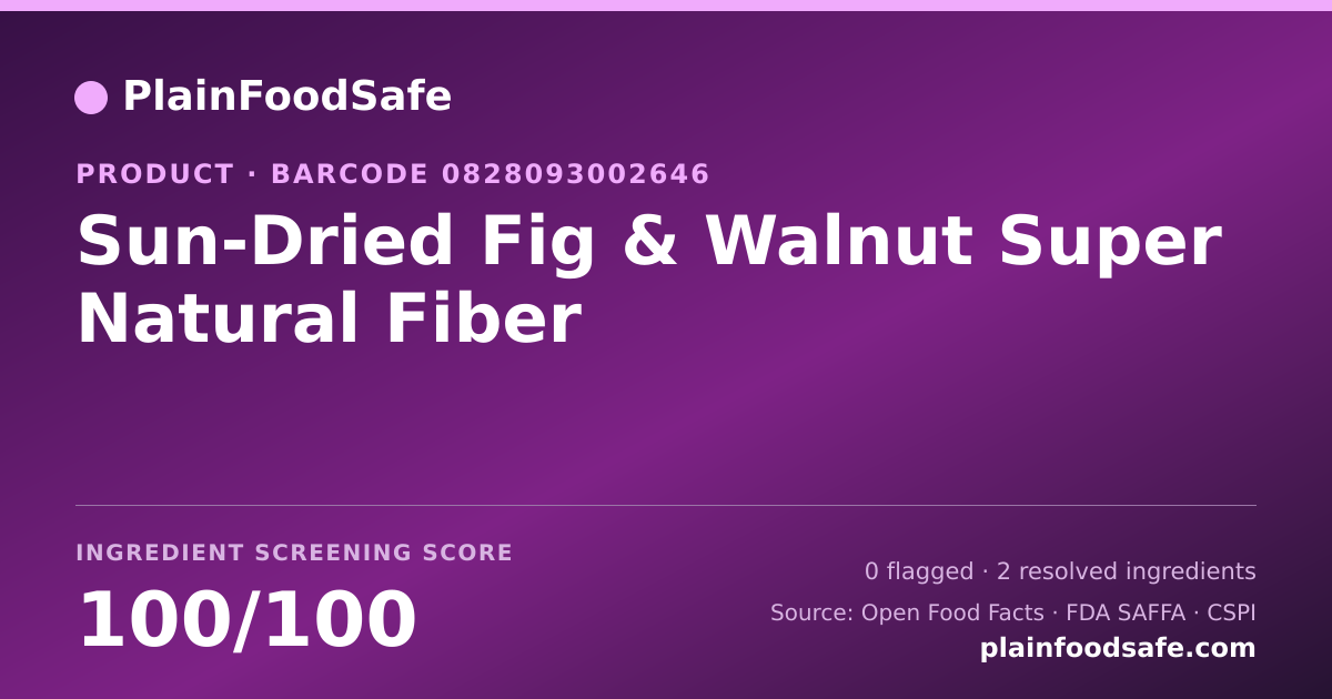 Share card for Sun-Dried Fig & Walnut Super Natural Fiber Food Ingredient Profile
