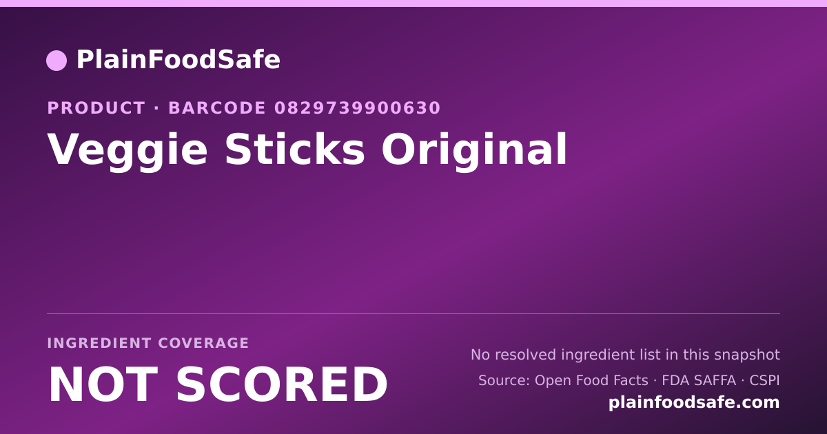 Share card for Veggie Sticks Original Food Ingredient Profile