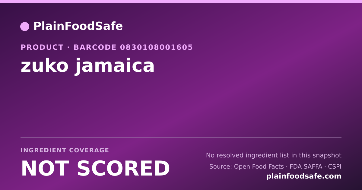 Share card for zuko jamaica Food Ingredient Profile