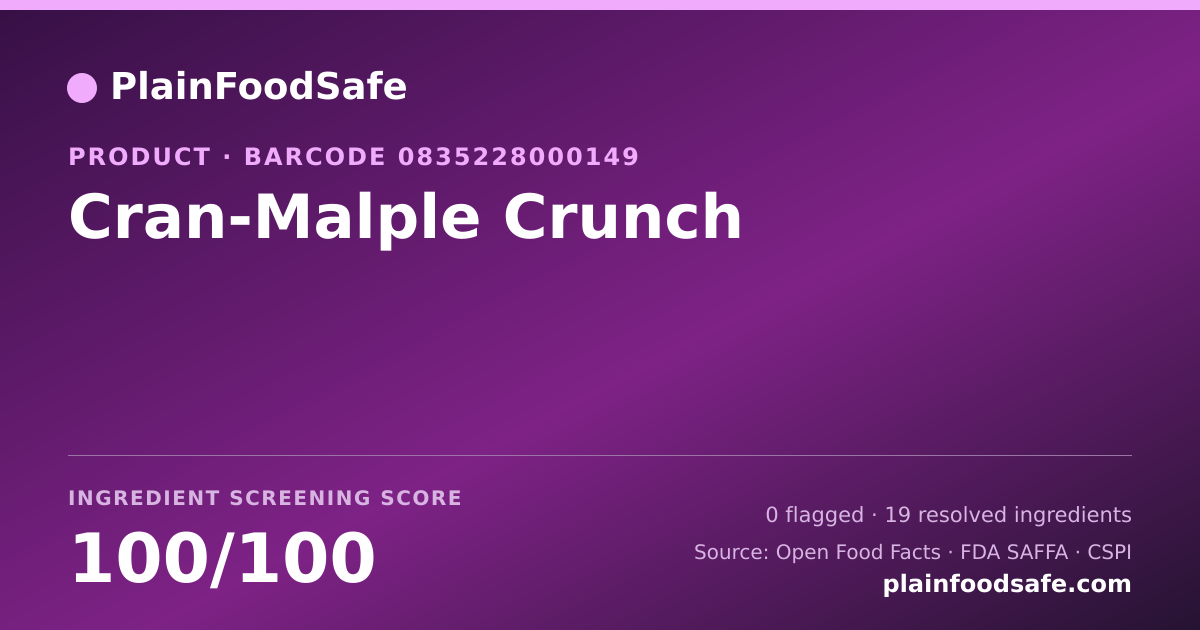 Share card for Cran-Malple Crunch Food Ingredient Profile